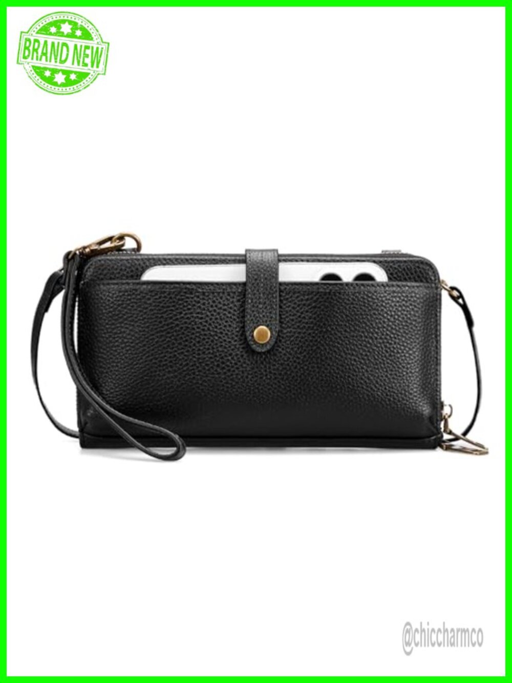 Genuine Leather Crossbody Wallet Wristlet RFID 2 Straps